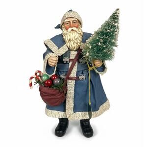 Possible Dreams Fabriché 1993 Santa Blue Coat Candy Canes Bottle Brush Tree